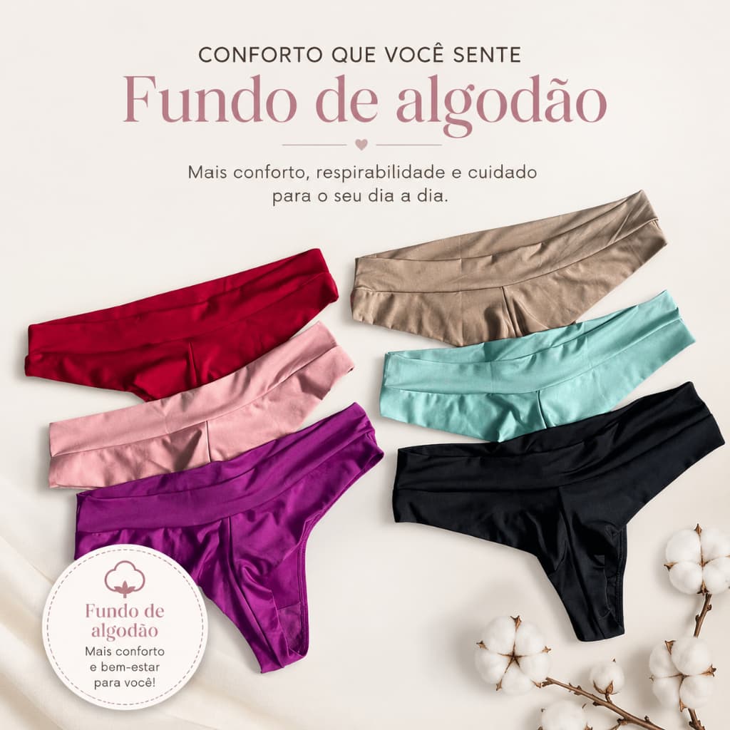 kit calcinhas fio duplo microfibra tanga conforto não marca ingeri feminina