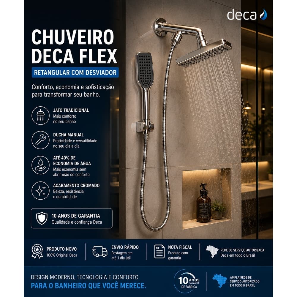 Chuveiro Com Desviador E Ducha Manual Deca Flex 1965..c