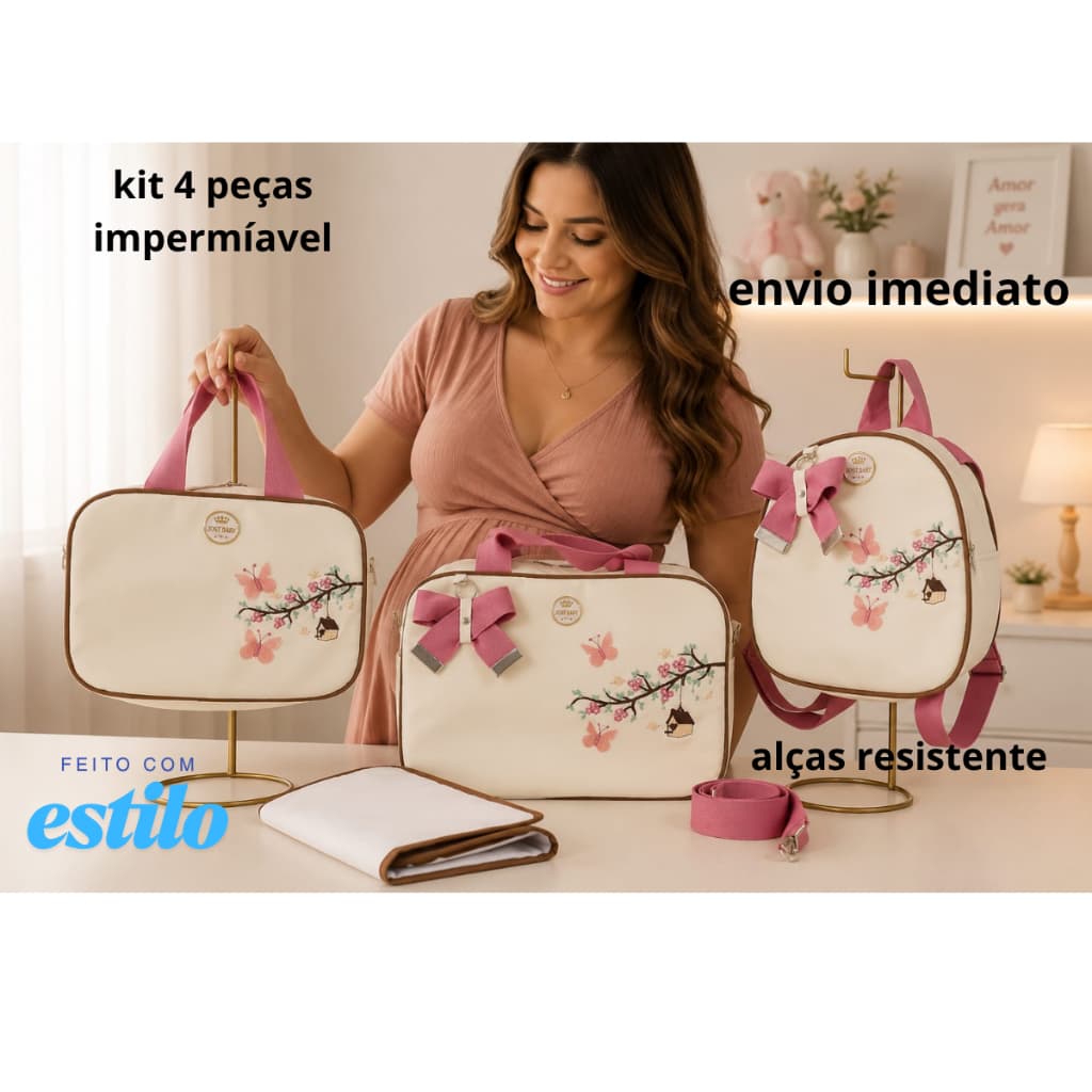 Bolsa maternidade kit 4 peças luxo para/menino/menina, kit mala/ mochila maternidade e trocador