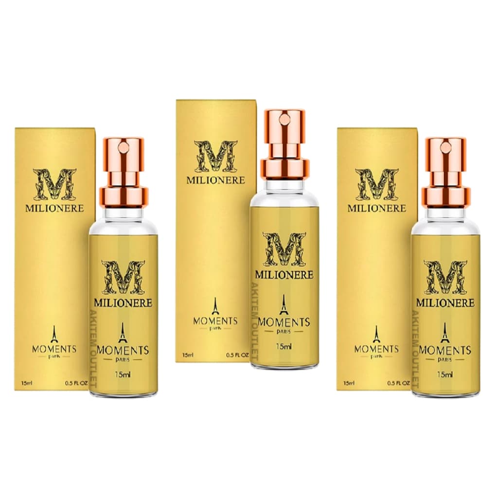 Kit 03 Perfume Masculino Milionere Moments Paris 15ml Para Bolso Bolsa Alta Fixação Melhor Da Perfumaria Masculina