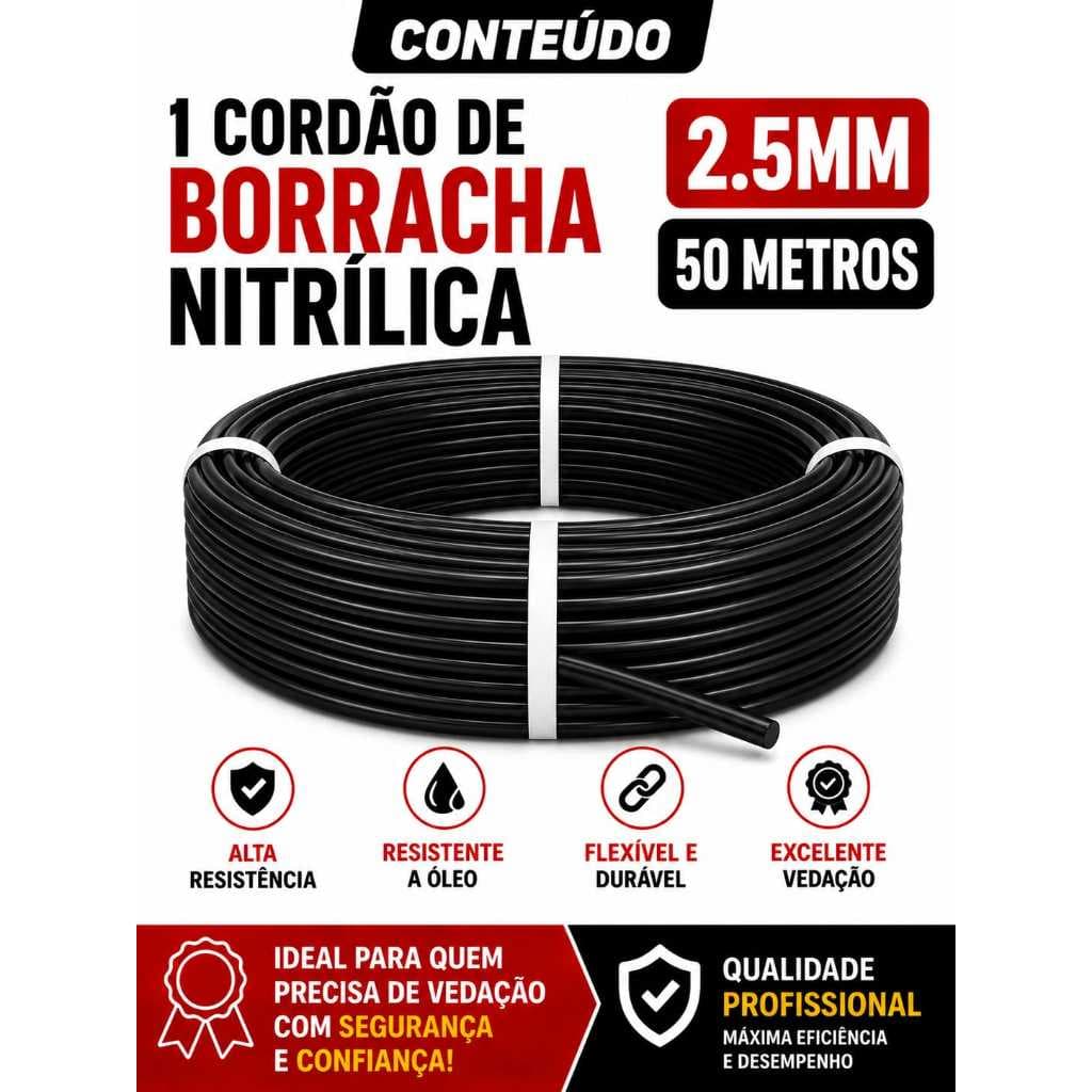 Cordão Borracha Nitrilica Nbr 2,5mm Vedaçao/oring 50 Mts