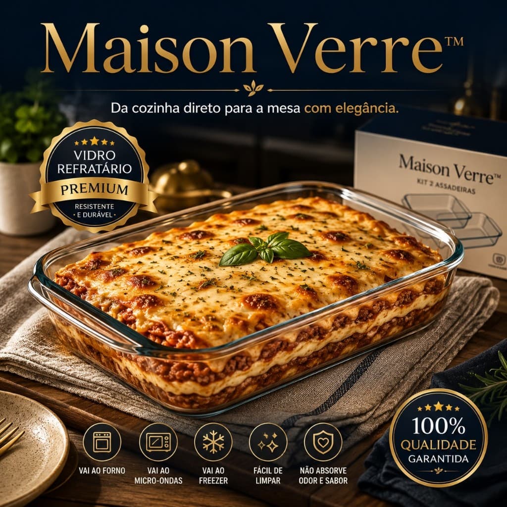 Kit 2 Assadeiras Vidro Refratário Premium Forno Micro-ondas Travessa Resistente Maison Verre™