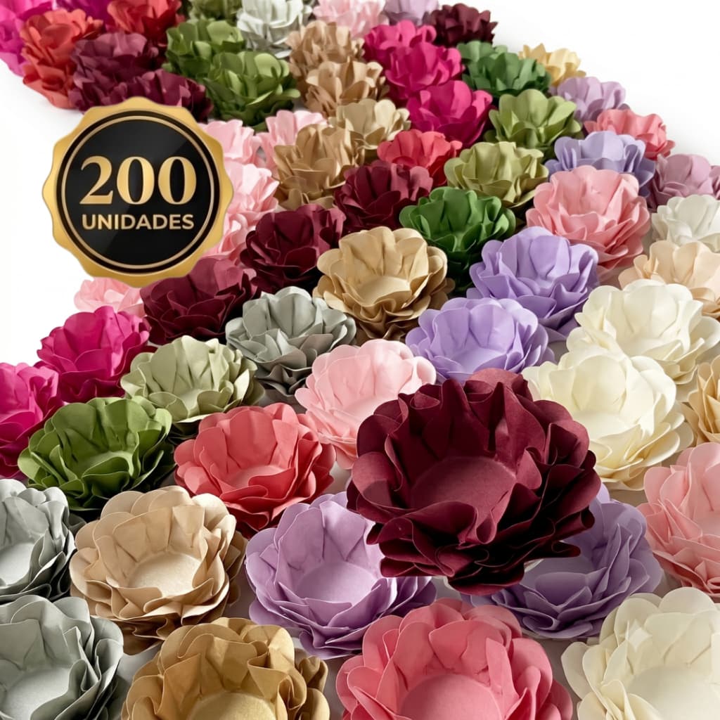 Kit 200 Forminhas de Doces Finos Flor Luxo para Festa Casamento e Aniversário