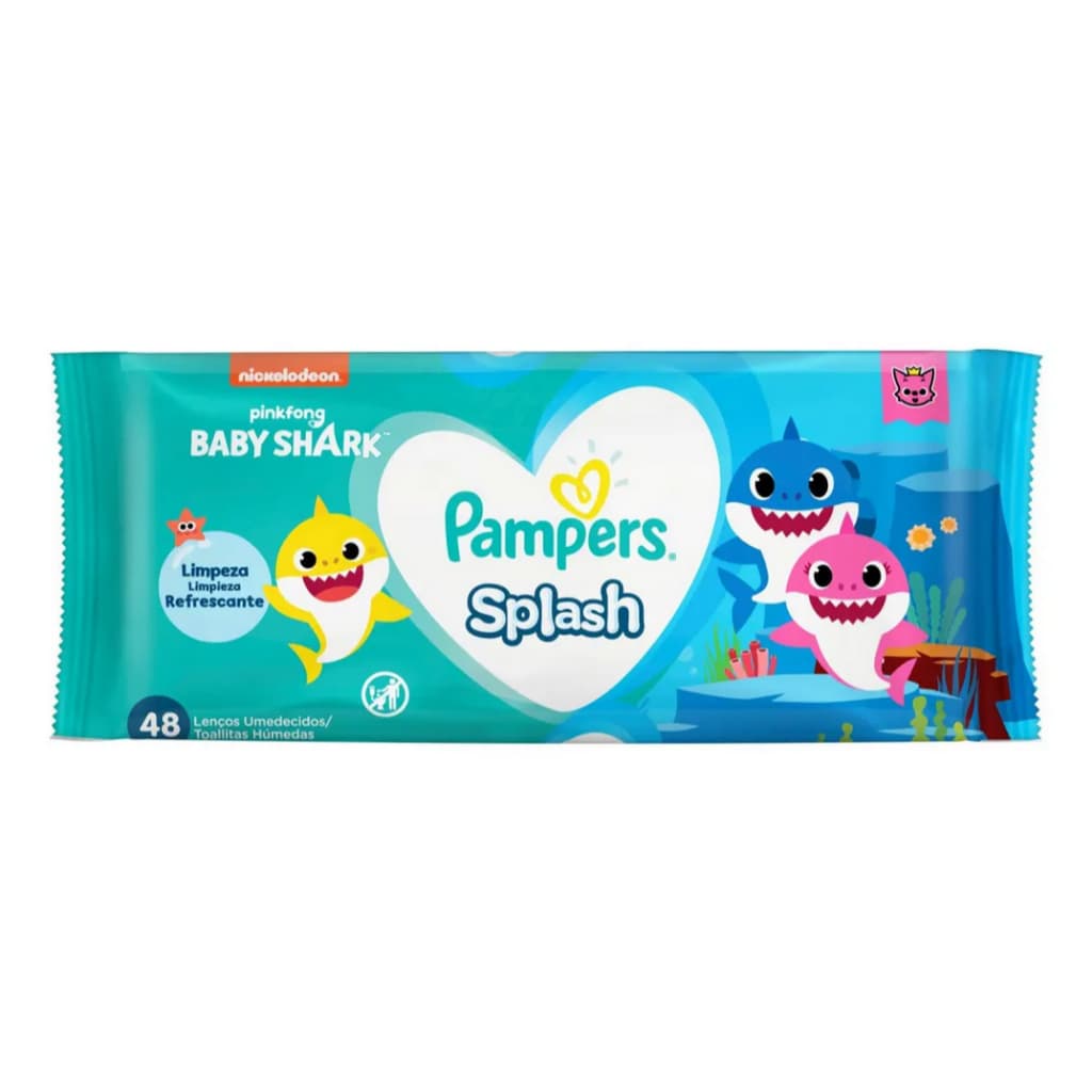 Lenço Umedido Baby Shark Splash Always Clean Com 48 Unidades Pampers