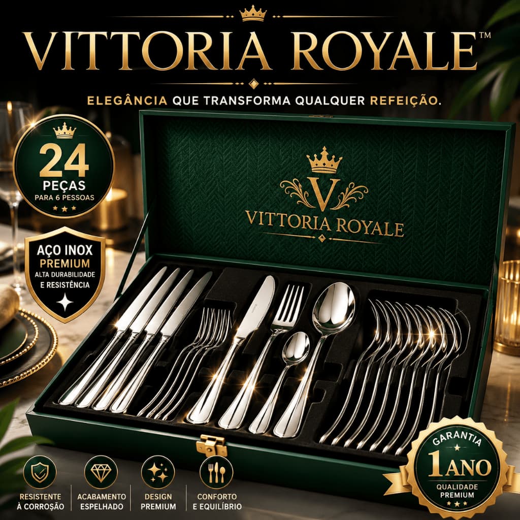 Faqueiro Inox 24 Peças Premium Talheres Aço Inoxidável Completo Para 6 Pessoas Cozinha Moderna