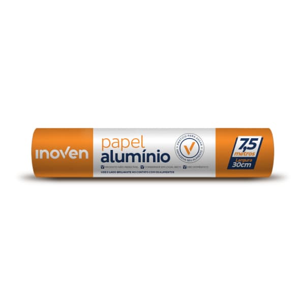 Papel Alumínio Inoven 7,5 Metros x 30cm Resistente Para Assar Armazenar e Conservar Alimentos