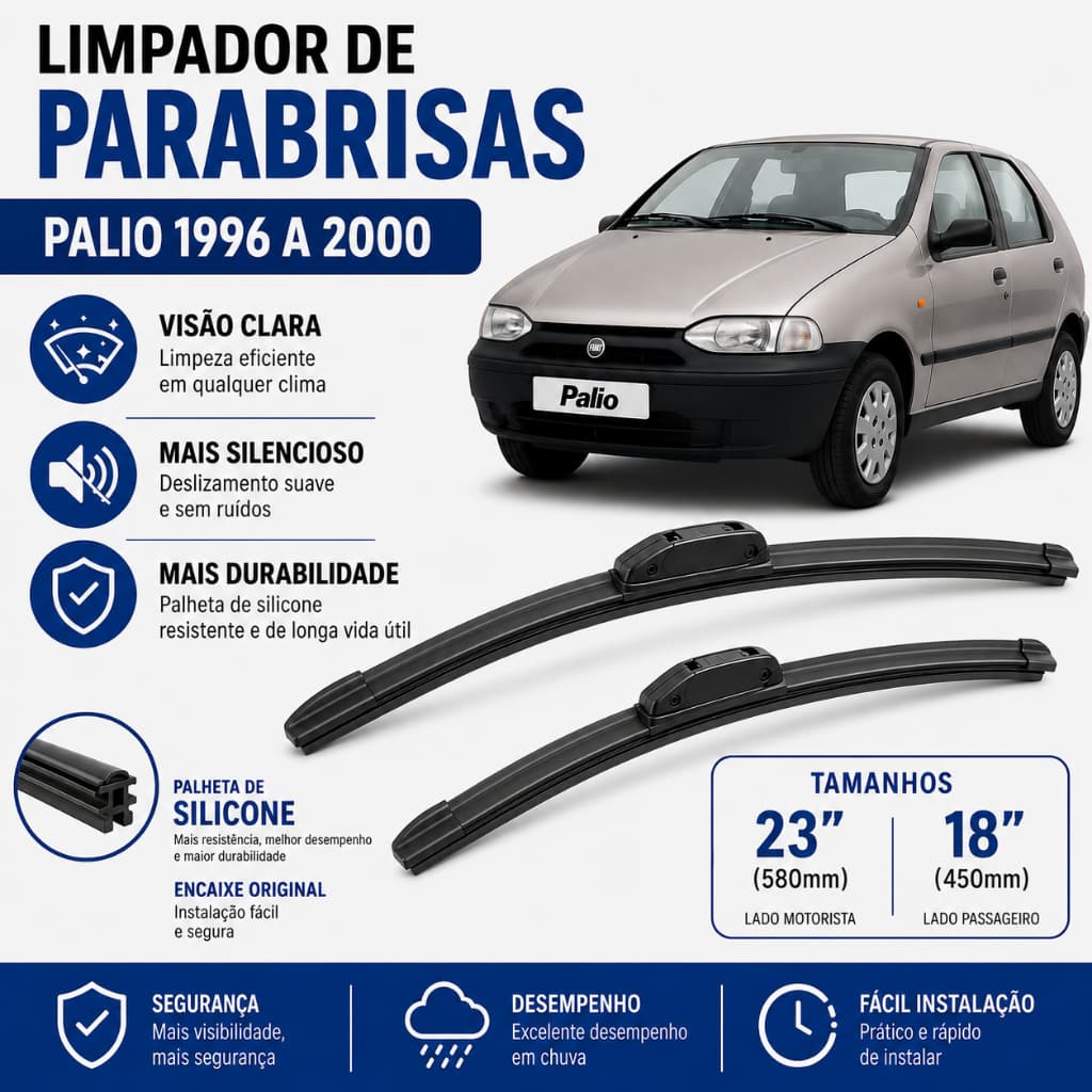 Par Palheta Limpador ParaBrisa Palio 1996 1997 1998 1999 2000 Silicone