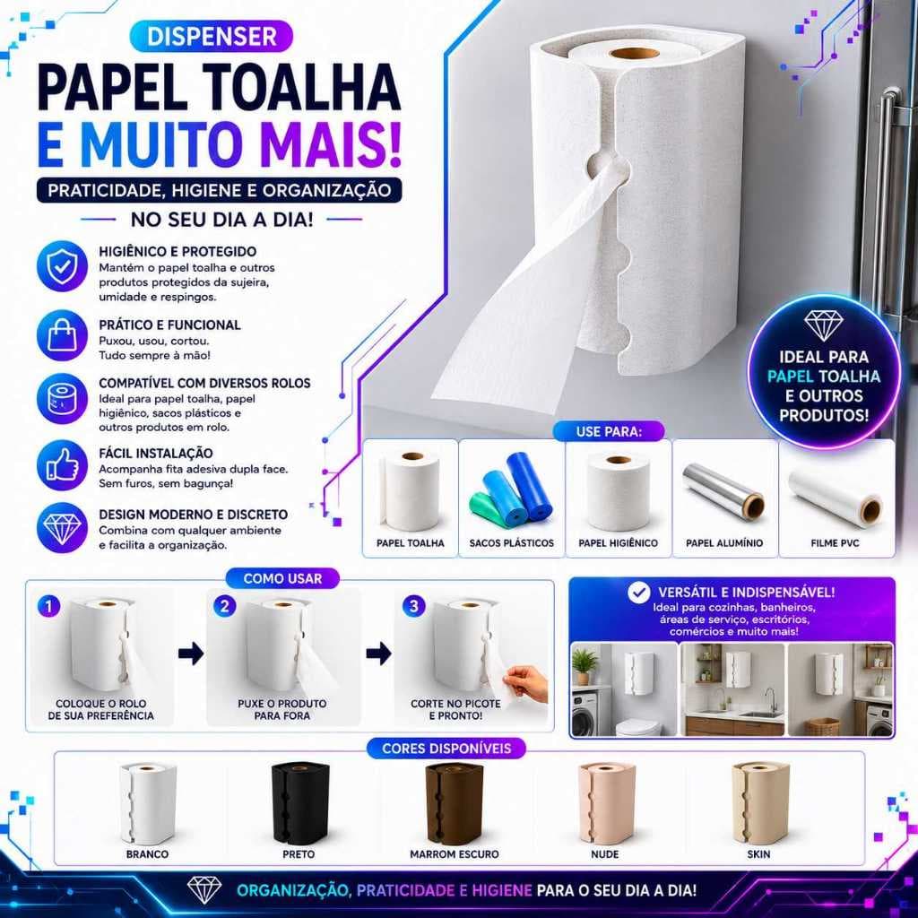 Suporte de Parede Papel de Toalha 3D