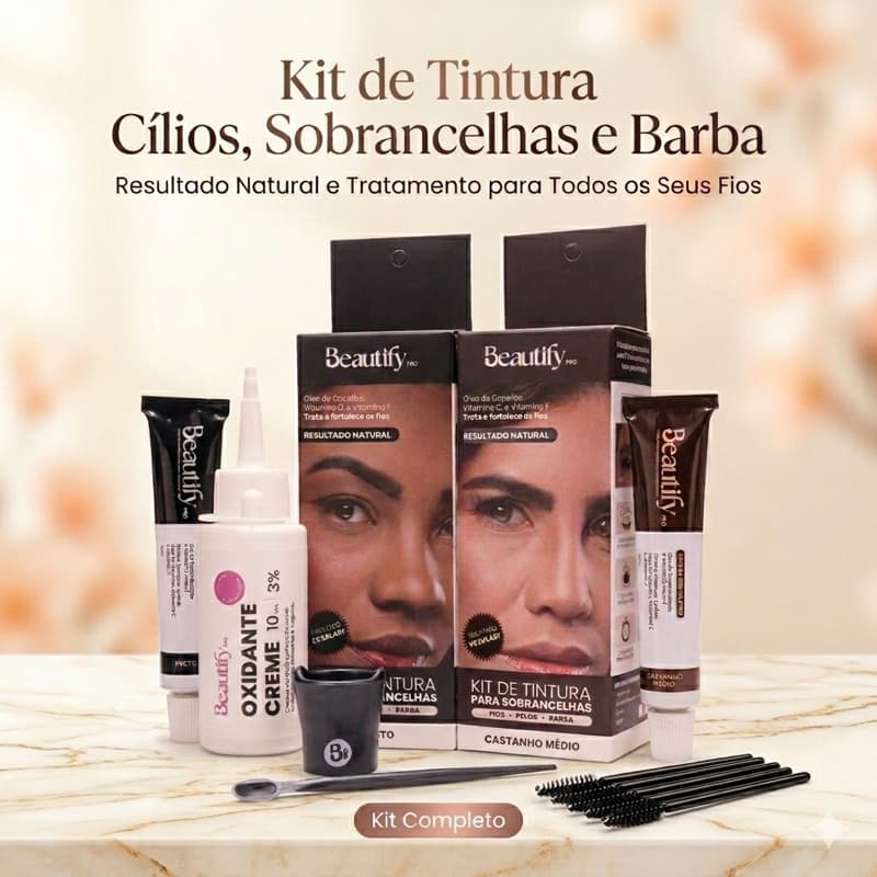 Kit tintura barba Beautify Pro para fios, pelos e sobrancelha com oxidante 10g