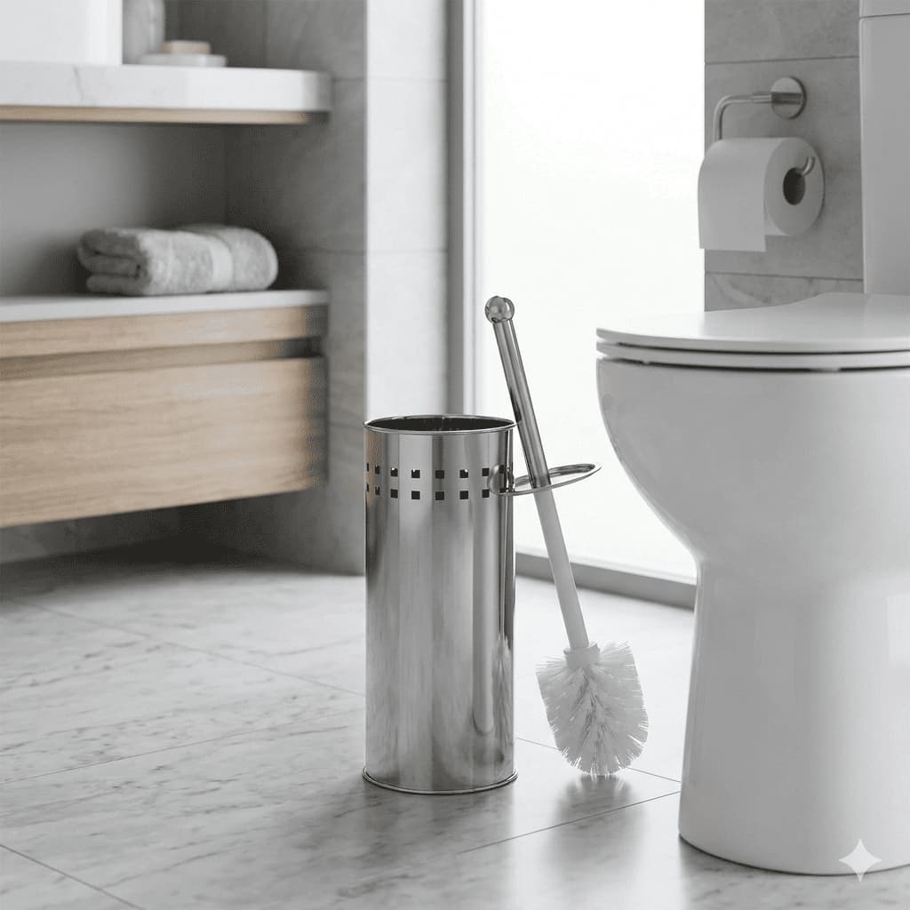 Escova Sanitária Inox Suporte Banheiro Luxo Alta Durabilidade