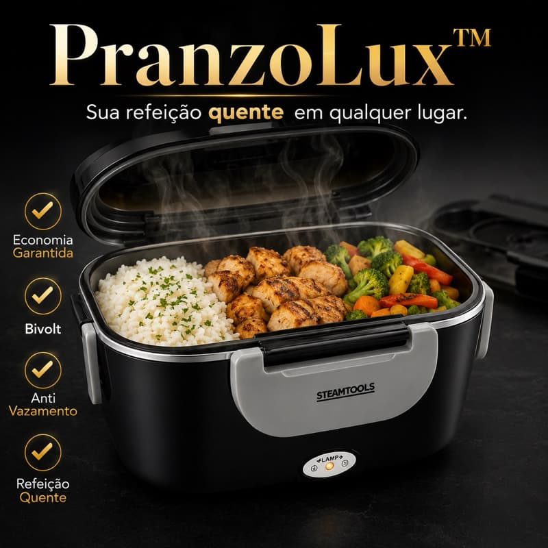 Marmiteira Elétrica Bivolt Portátil PranzoLux | Aquece Refeições Rápido + Anti Vazamento
