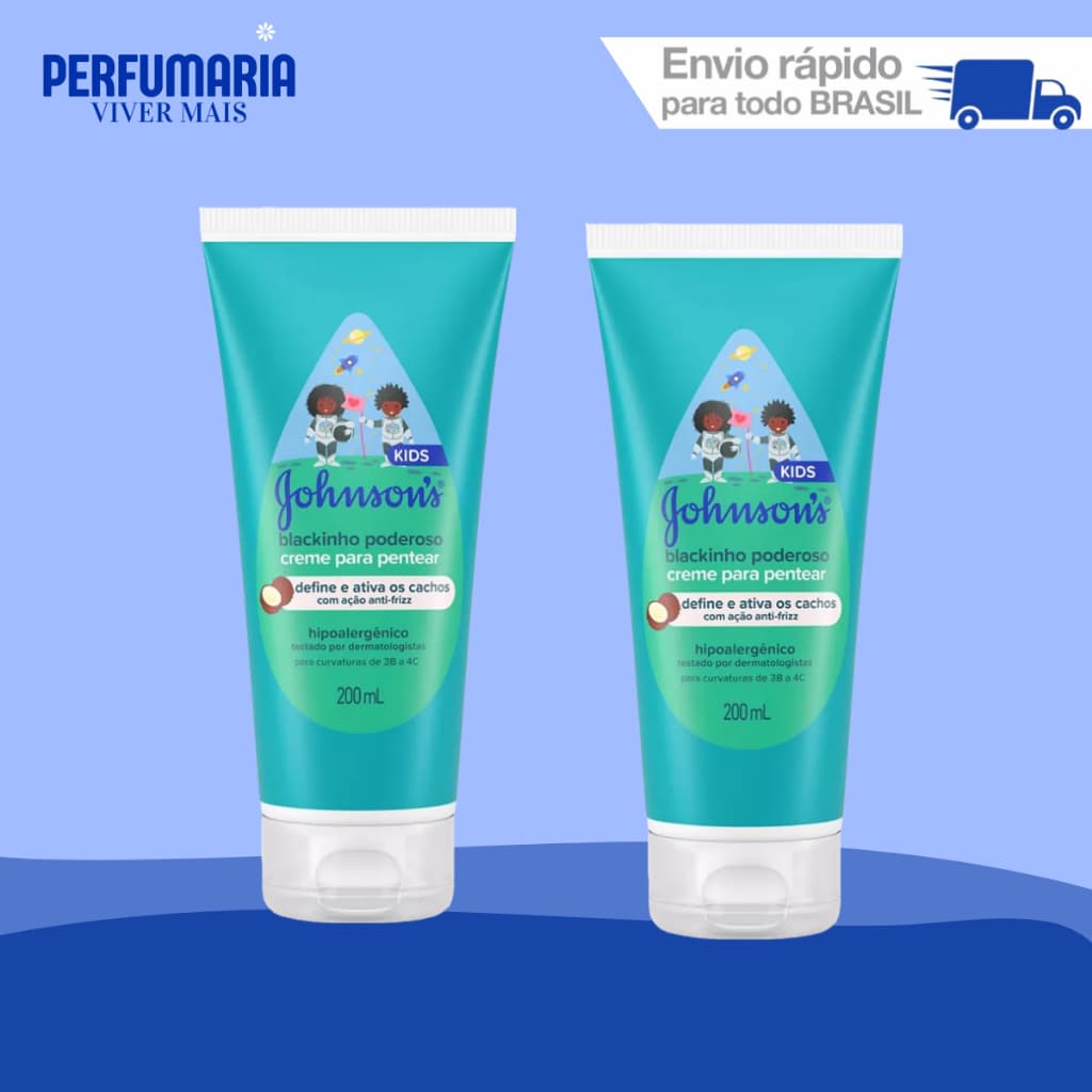 2 UNIDADES CREME DE PENTEAR JOHNSON'S BABY 200ML BLACKINHO PODEROSO.