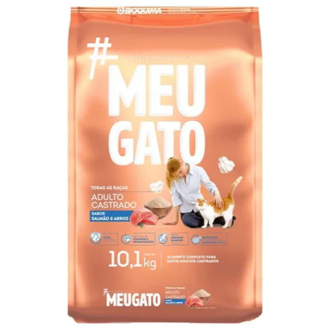 Ração para Gatos Castrados Meu Gato Bioquima Salmão e Arroz 10,1kg