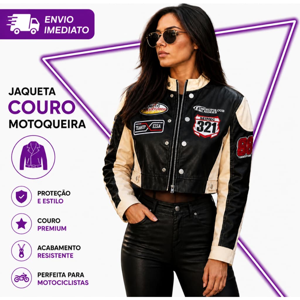 Jaqueta Couro Motoqueira Curta Tendência Inverno