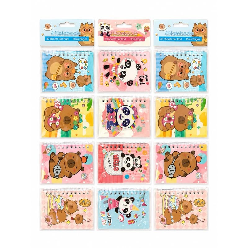Mini Caderno Fofo Ursinho Espiral 40 Folhas 7,5x10cm Anotações Escolar