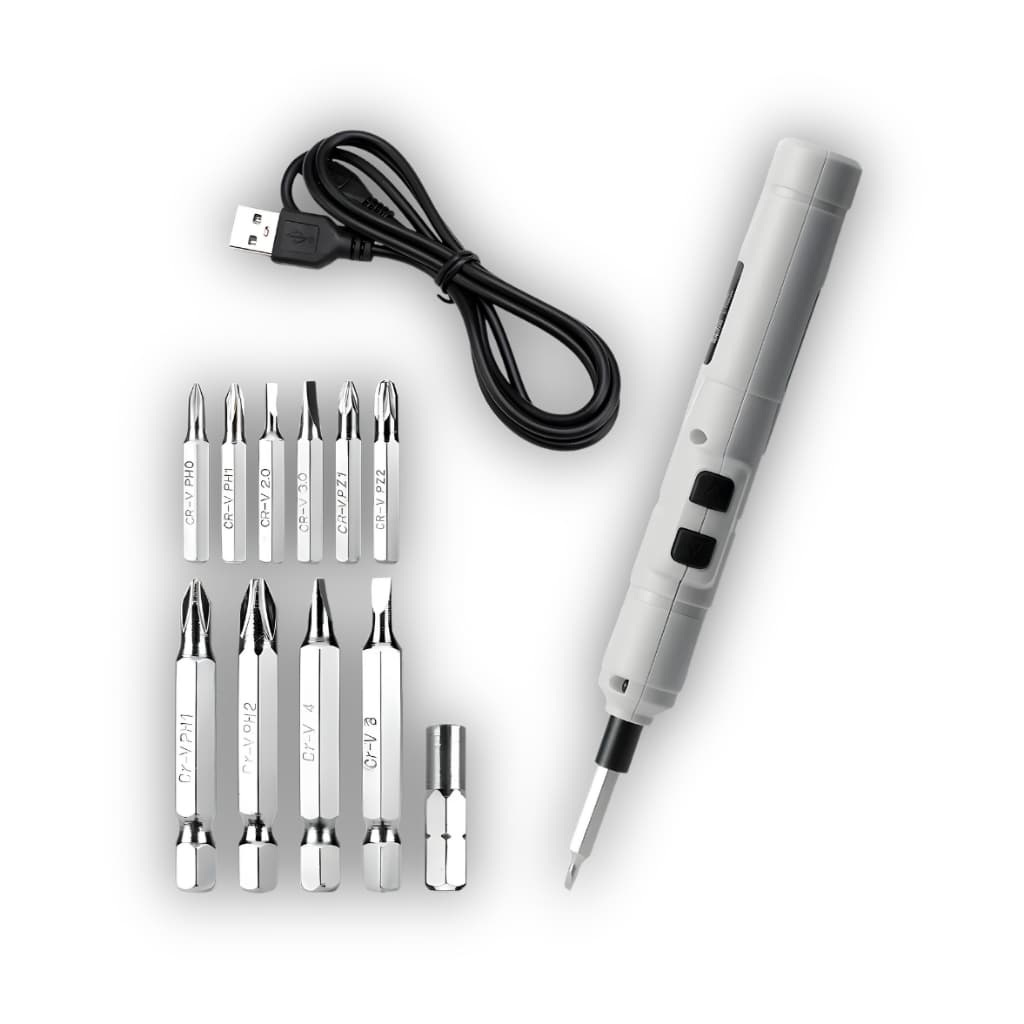 Chave de Fenda Elétrica Parafusadeira Recarregavel Sem Fio Caneta Leve e Portatil Kit com 12 Bits