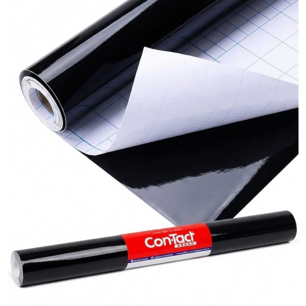 Papel Adesivo Contact Autocolante Envelopamento Móveis Preto Brilho 45 Cm X 2m 5m 10m