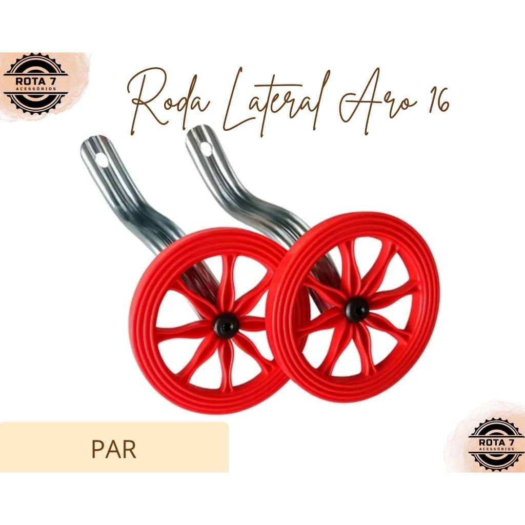 PAR Roda Rodinha Lateral Apoio Aro 16 Vermelho Bicicleta Mirim Bike Infantil Vermelha - Wester