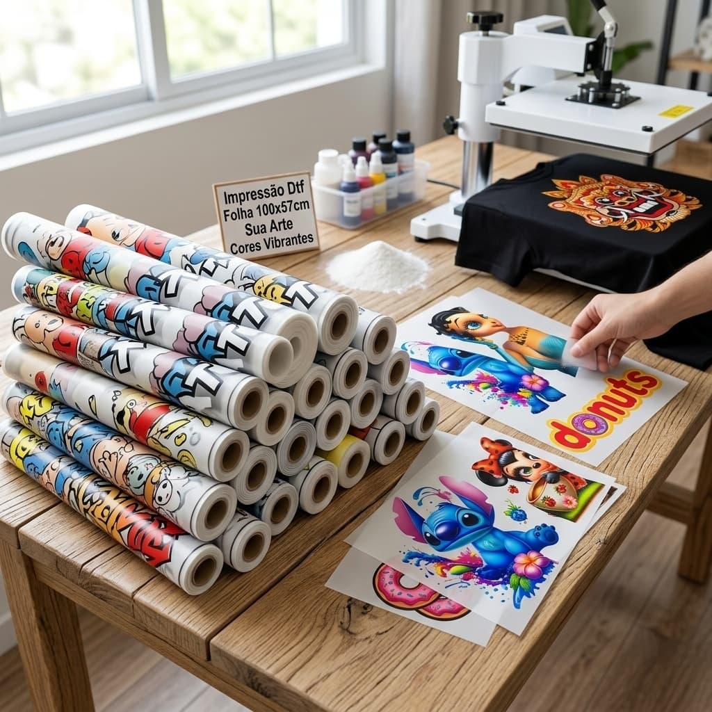 Impressão Dtf textil Folha Sua Arte em Cores Vibrantes até 57 cm X 100 cm (1 metro )