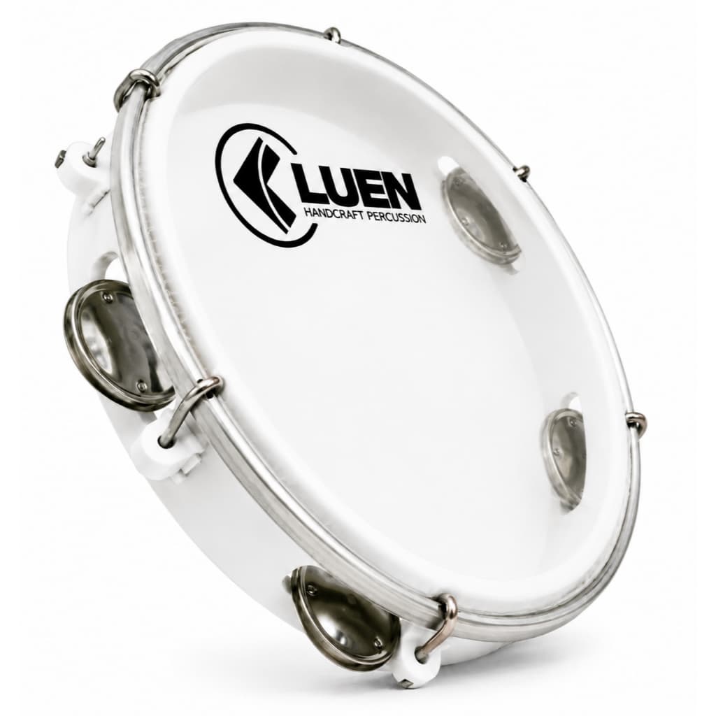 Pandeiro 8 Polegada Luen Abs Branco Pele Cristal
