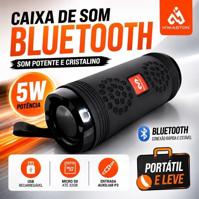 Caixa de Som Bluetooth Portátil Sem Fio Recarregável Som Potente