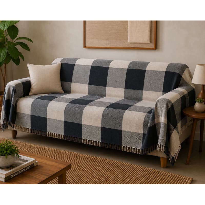 Manta Para Sofa Tijolinho Decorativa 2,40 x 1,80