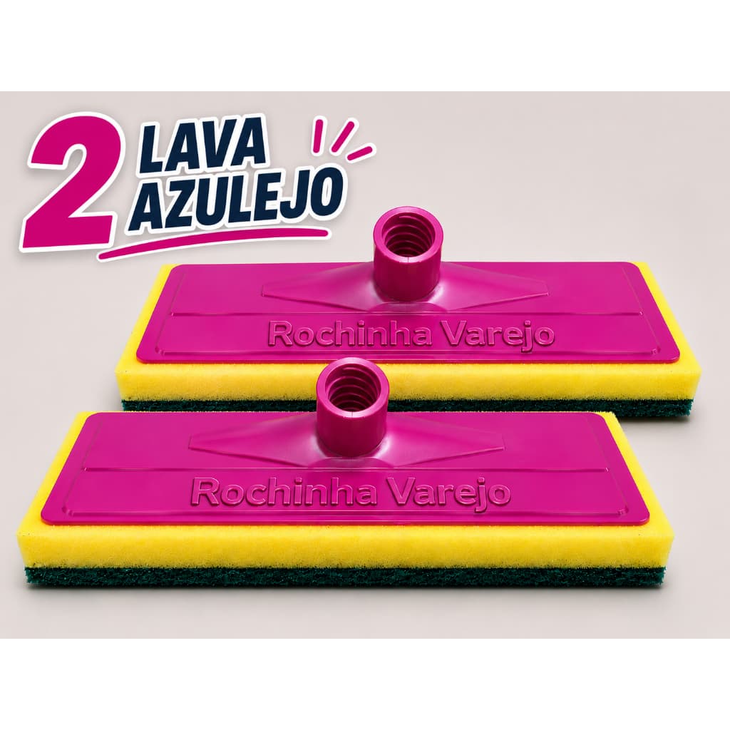 Kit 2 Refil Lava Azulejo Esfregão, Esponja Limpeza Piso Parede Banheiro Cozinha Pesada Faxina Escova