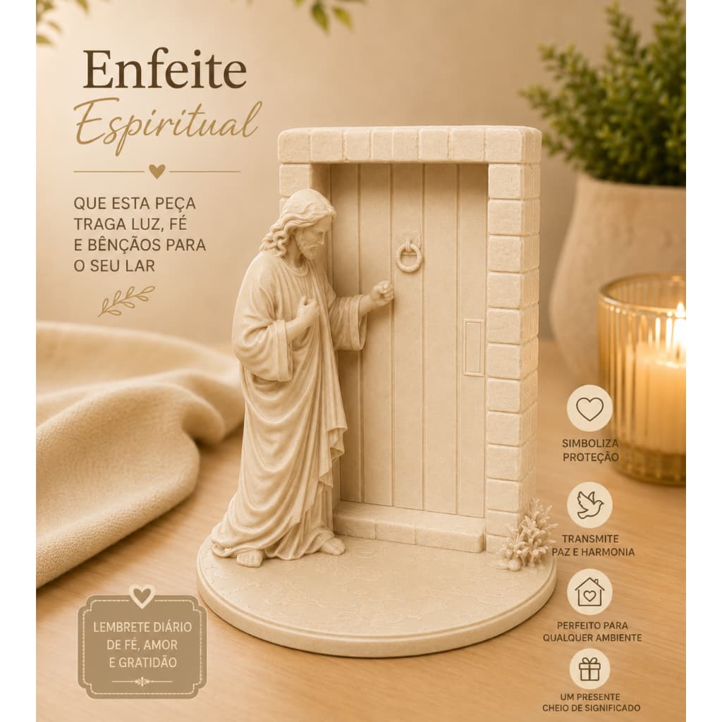 Jesus Batendo à Porta Enfeite Religioso Católico Decoração Cristã
