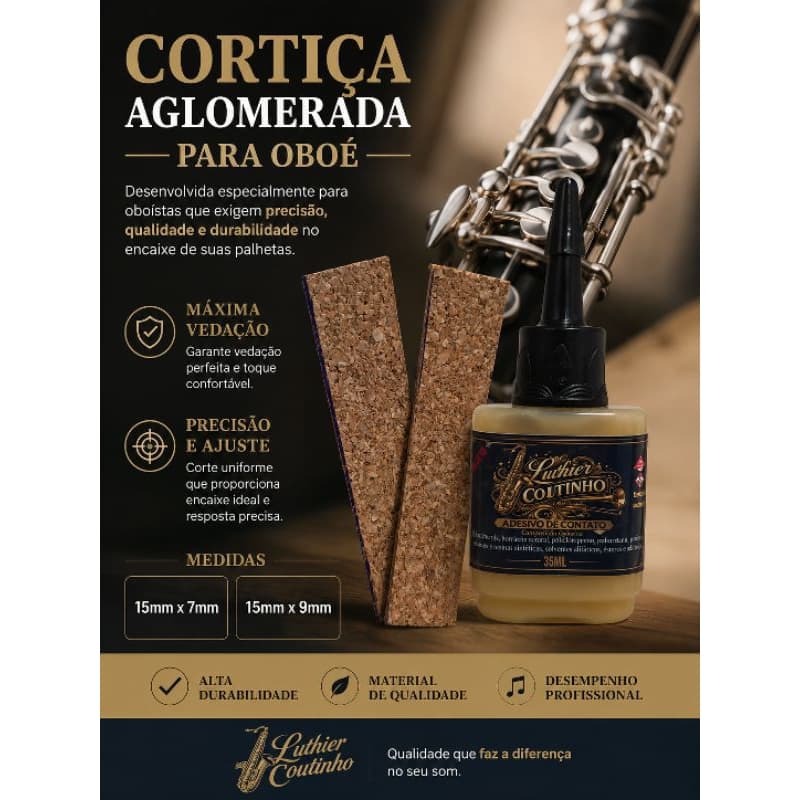 kit Cortiça Agromerada para Oboé + Cola Contato