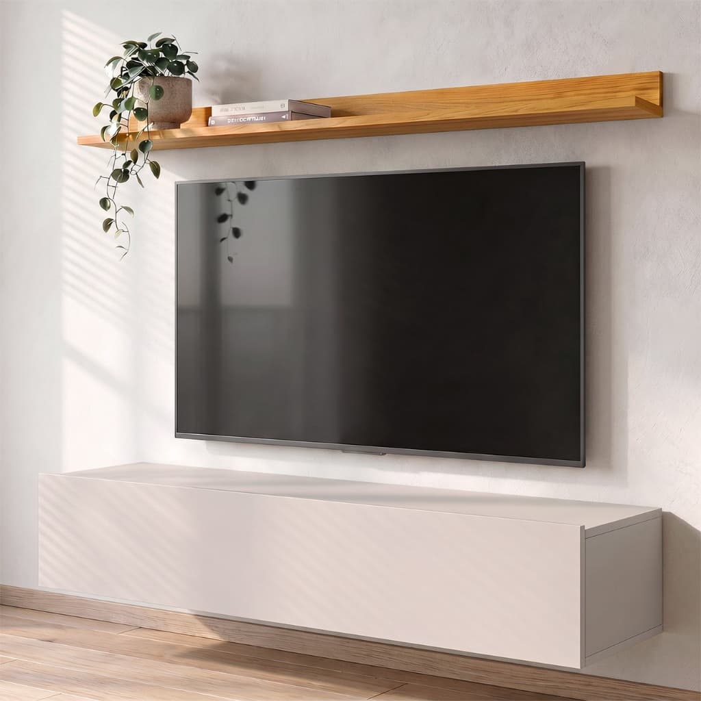 Bancada Suspensa e Prateleira 99cm Slat M20 Cinamomo/Off - Mpozenato