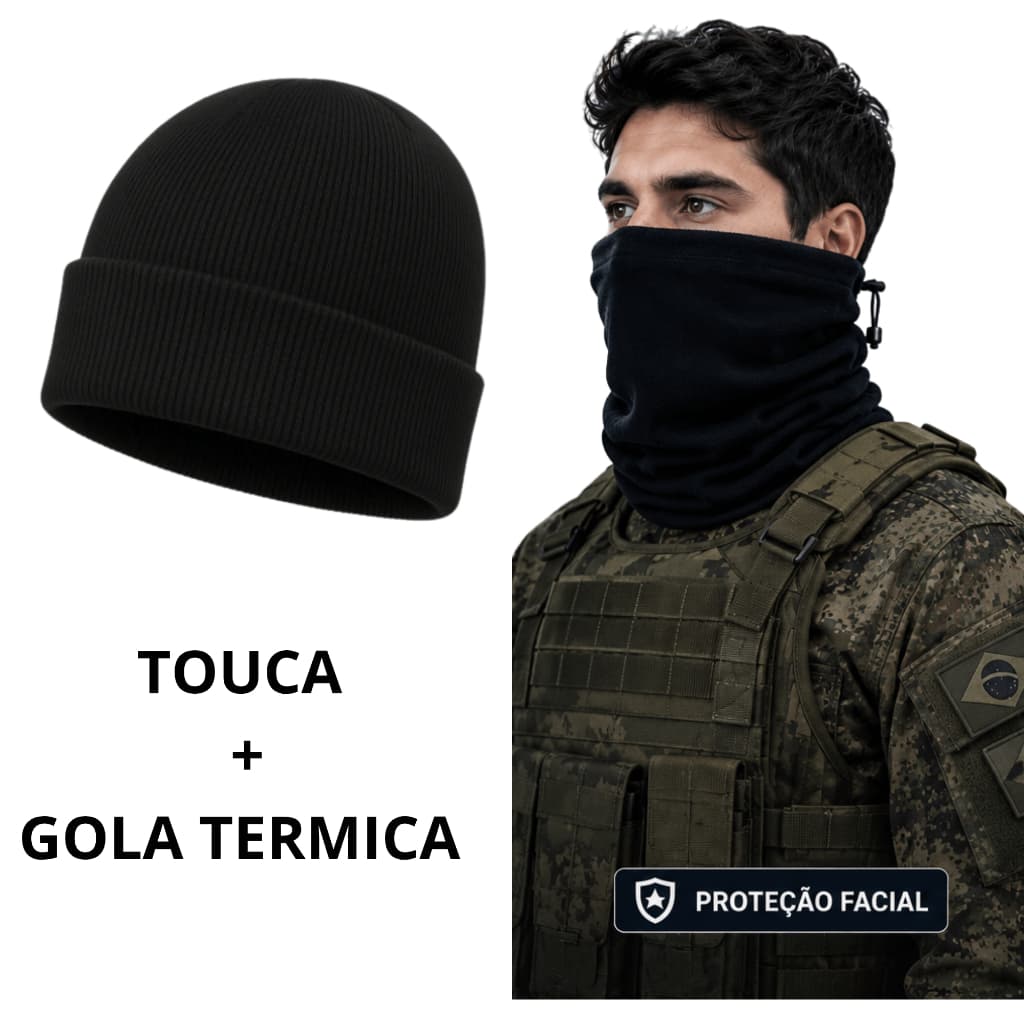 Kit Inverno Gola Térmica Balaclava Térmica de soft + touca de Lã Motociclista Gola Térmica Fleece