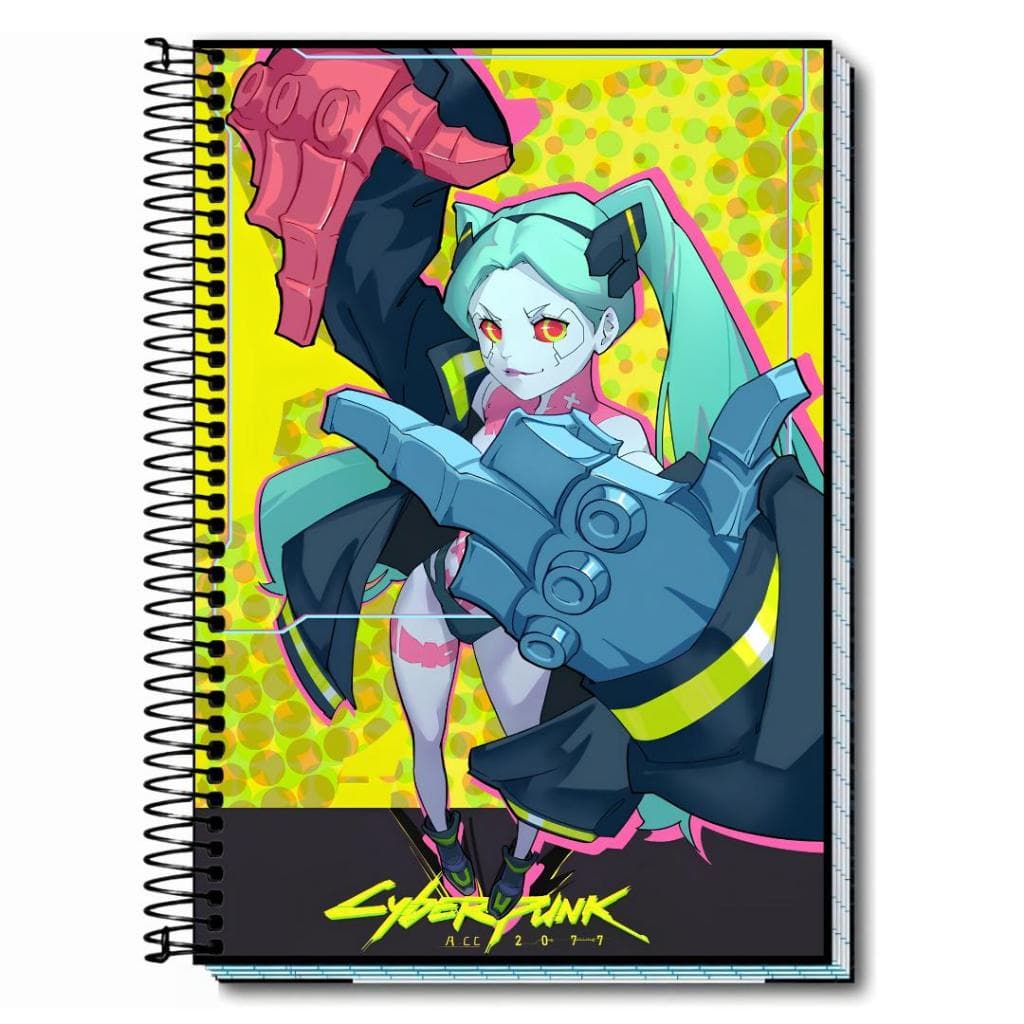 Caderno Personalizado Cyberpunk: Mercenários – Capa Dura  Escolar - universitario , 01 ate 20 materias