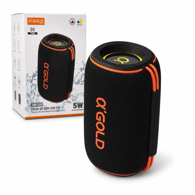 Caixa de Som Bluetooth A’Gold Pro SM-33 SM-33B Portátil Sem Fio Potente Bateria Recarregável