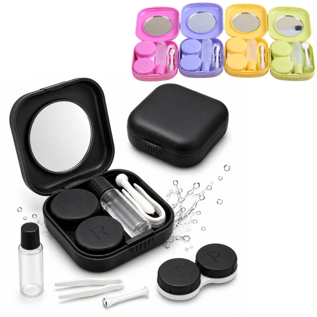 Mini Estojo Porta Lente De Contato Com Pinça Ventosa Espelho Ponta de Silicone Colocar e Tirar Lentes Olhos