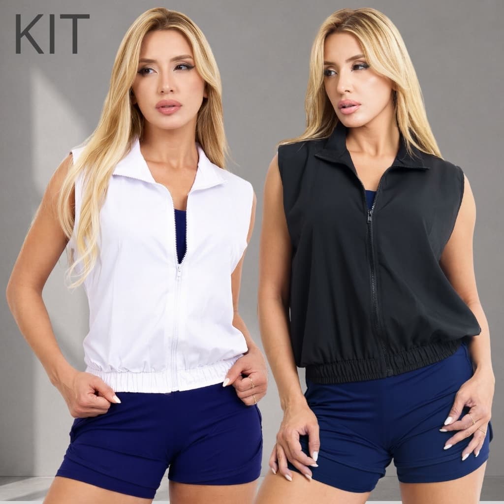 kit 2 Coletes Feminino Corta Vento  Sem Manga - Leve e Versatil | Academia, Caminhada e Corrida