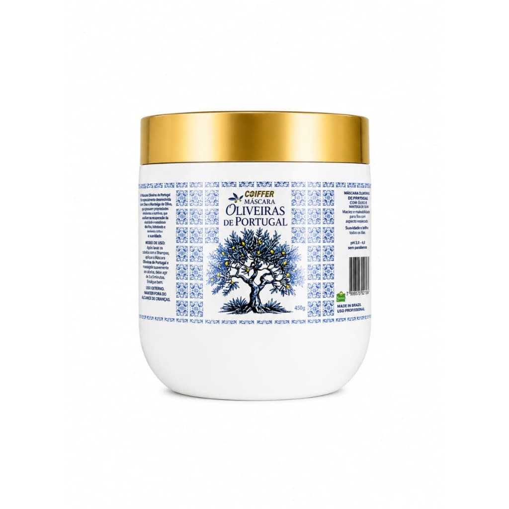 Màscara Oliveiras de Portugal Reposição Lipídica. Antes durante e pós Praia coiffer 450g