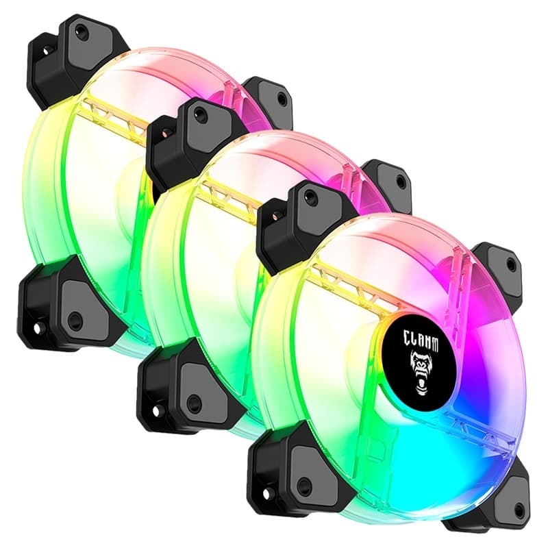 Kit Cooler Fan 3 Unidades ARGB 120mm Para Gabinete Vex 1100RPM Controlável Sincronização Placa Mãe 5v 3 Pinos Clanm