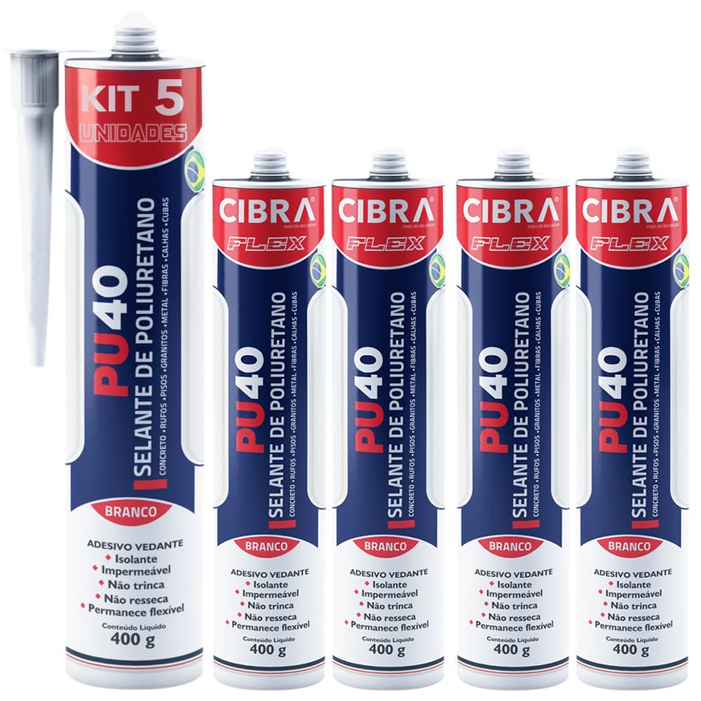 Kit 5 Selantes PU 40 / Construção Uso Geral Selante Poliuretano Adesivo Vedante Cibra Flex