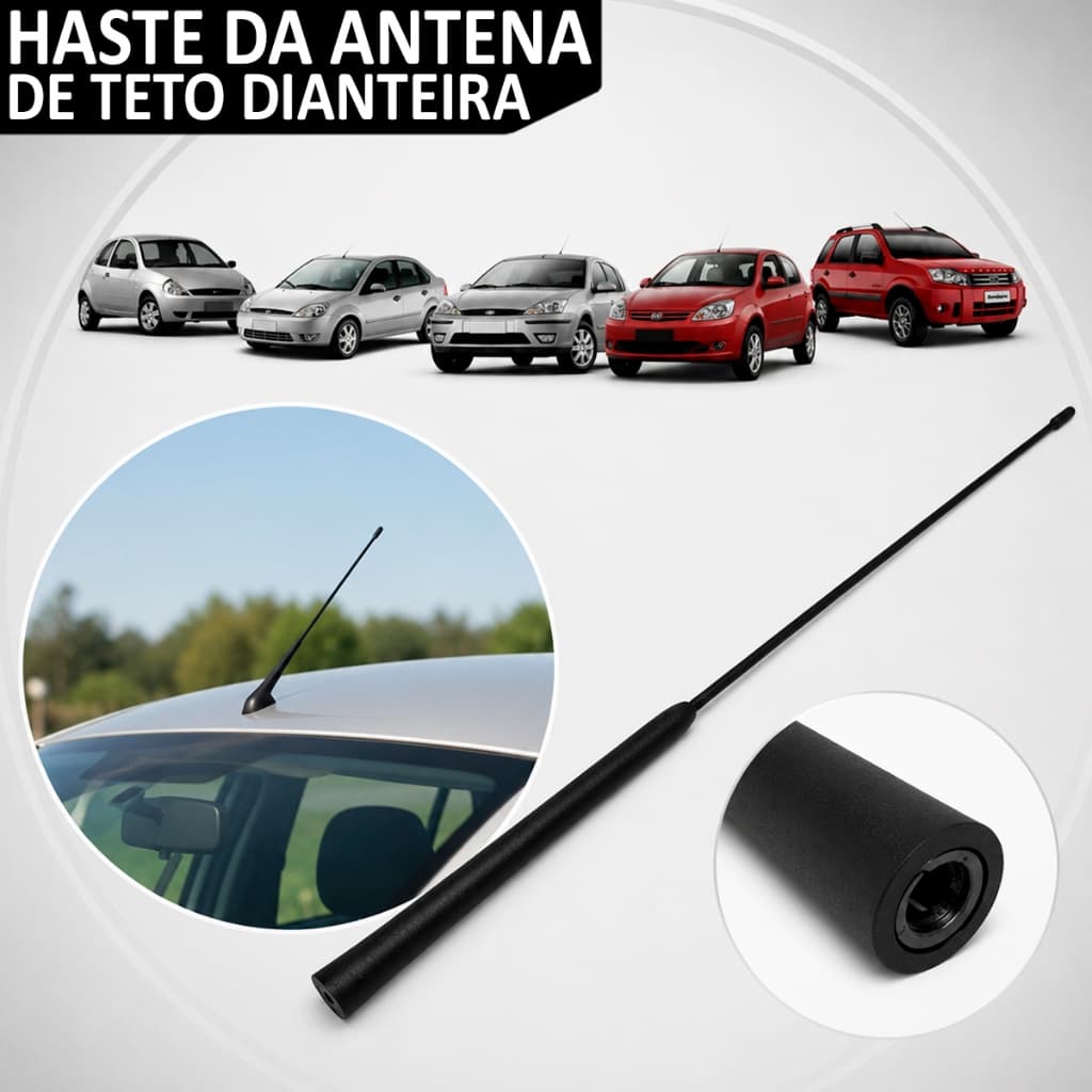 Haste Da Antena De Teto Dianteira M6 Ford Ka Fiesta Focus Ecosport Até 2015