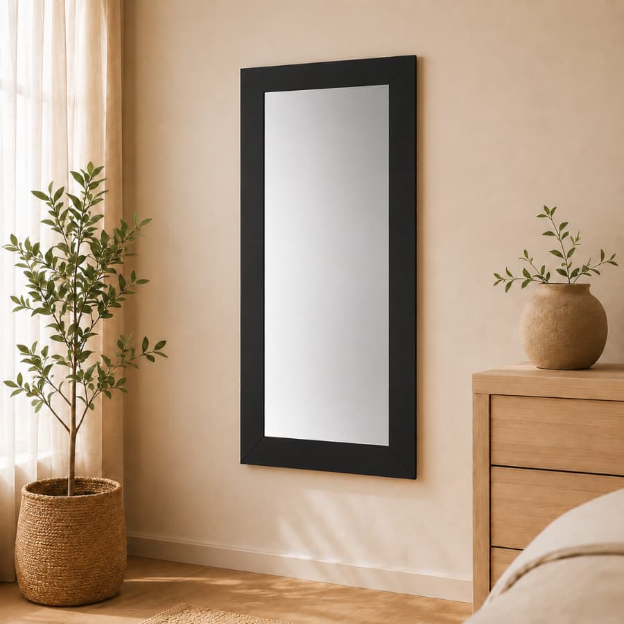 Espelho Decorativo 51x111cm Moldura Lisa Sala Quarto Banheiro Preto Branco Triax