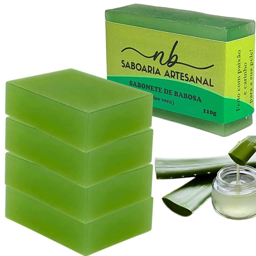 Kit 4 Sabonete Babosa Cicatrizante Natural Combate Acne e Psoríase