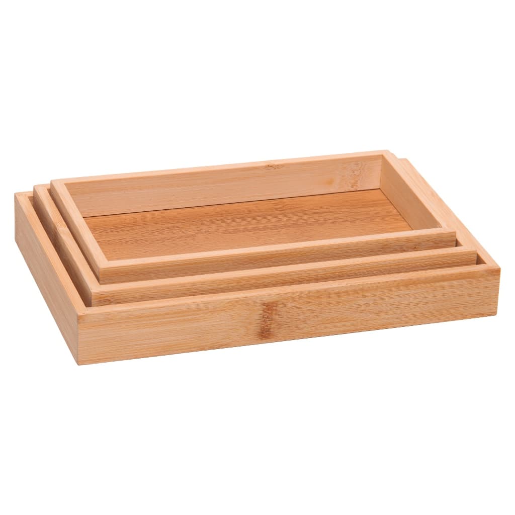 Bandeja de bambu retangular para cantinho do café pequena média ou grande de cozinha servir bandeija marrom nature lyor