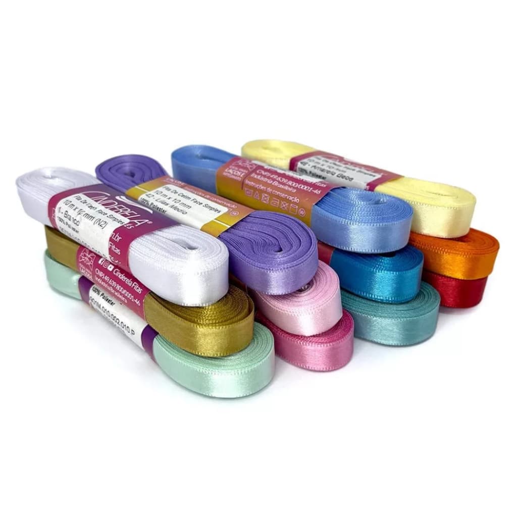Fita Cetim Nº2 10mm Para Laços Artesanato lembrancinhas aniversário diversas cores 10 20 e 30 metros