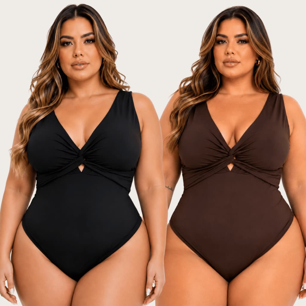 Body Plus Size Alça Larga Confortavel Bory Maiô Com Bojo No Poliamida Calcinha Fio Duplo