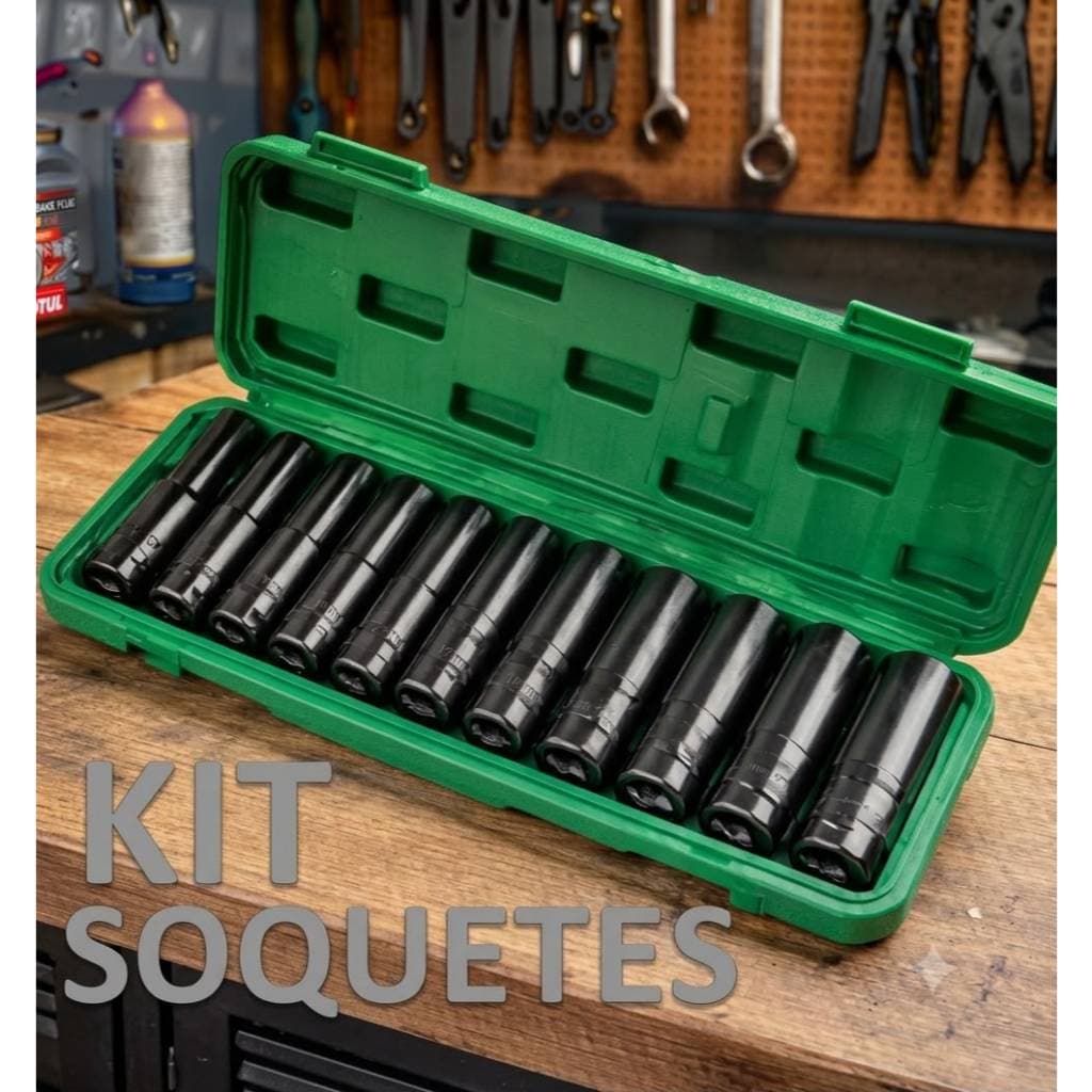 Jogo Soquete Impacto 1/2 10,12,13,14,16,17,19,22,24 Mm 10pcs