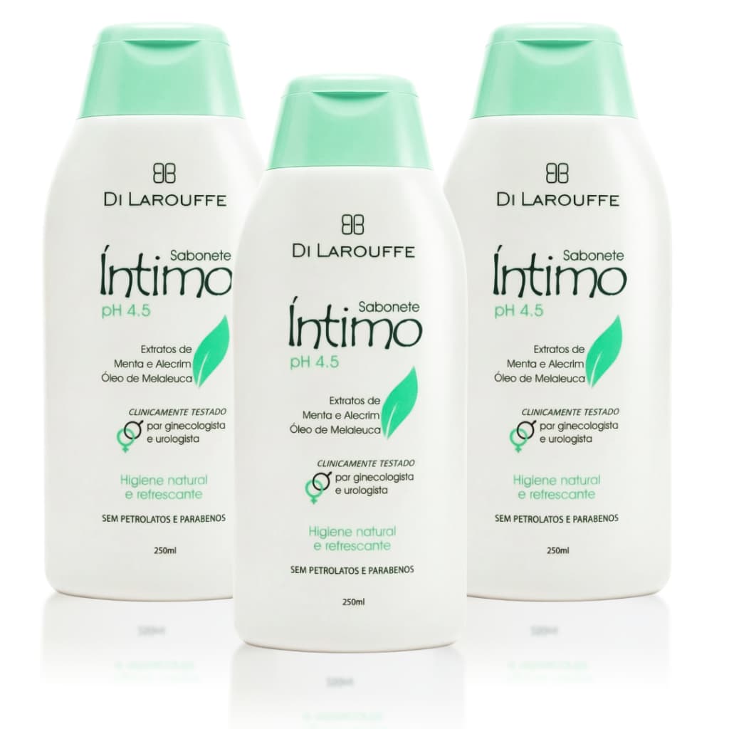Kit 3 Sabonete Liquido íntimo Masculino e Feminino | Higiene íntima Homem e Mulher | Di Larouffe - pH 4,5 - 250ml