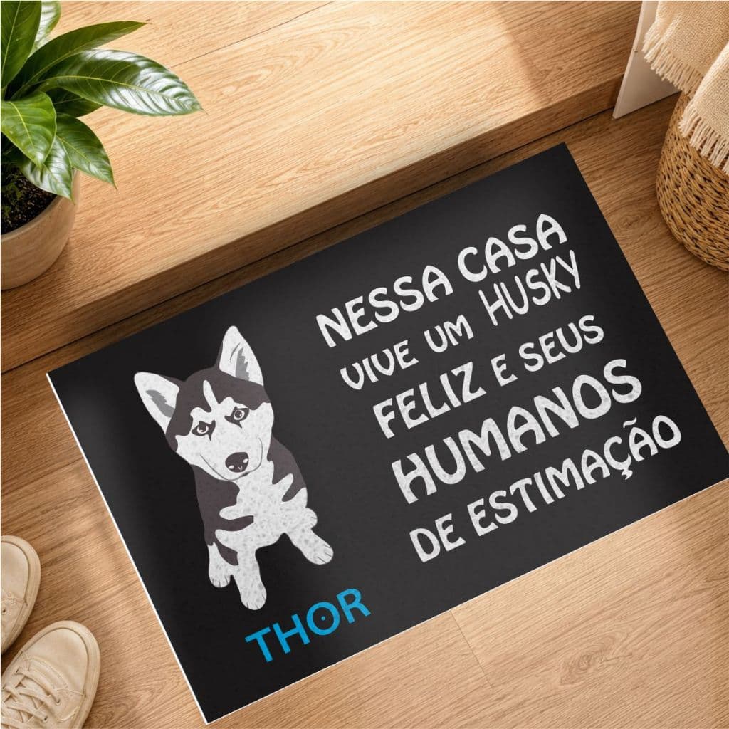 Capacho Para Porta De Sua Casa Com O Seu Pet Husky - Personalize Com o Nome Do seu Dog - CA352