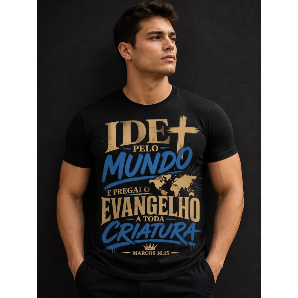 camiseta camisa preta ide mundo pregai evangelho gospel cristã
