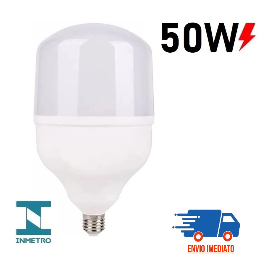 Lâmpada Super Led 50w Bulbo E27 Bivolt 6500K Branco Frio LUZ BRANCA Econômica
