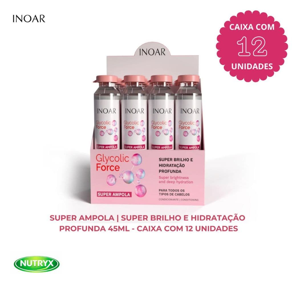 Super Ampola Inoar Glycolic Force 45ML - Caixa com 12 unidades